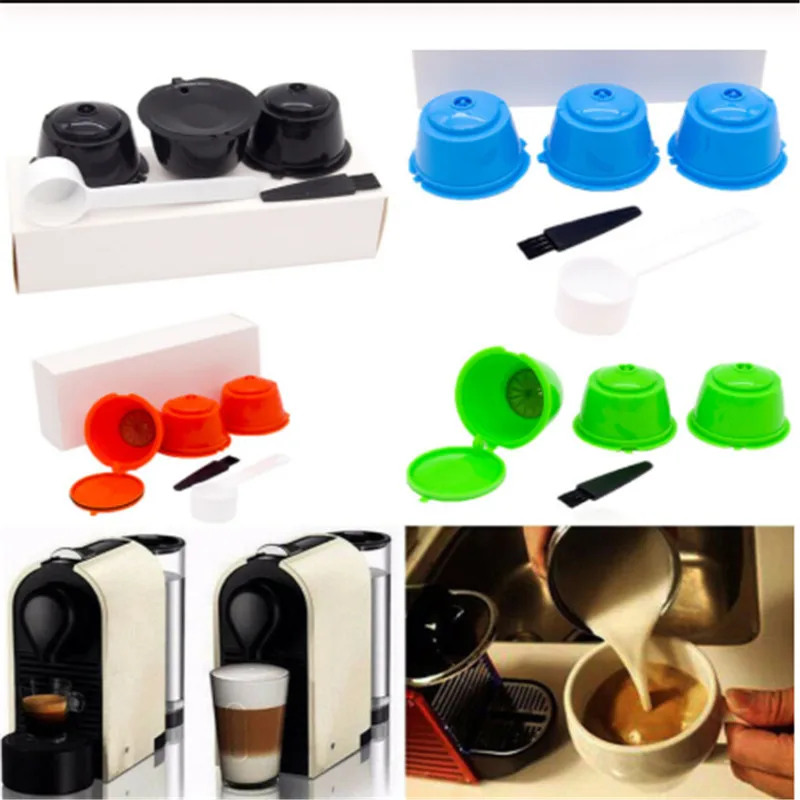 3 Colors Reusable Refillable Coffee Capsules Pods Coffee Maker Pod Cup Cafeteira Coffee Filters