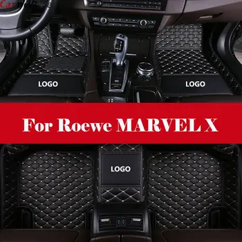 

All Weather Car-Styling Custom Luxury Leather Waterproof Floor Mats Logo Stripe Leather Carpets For Roewe MARVEL X