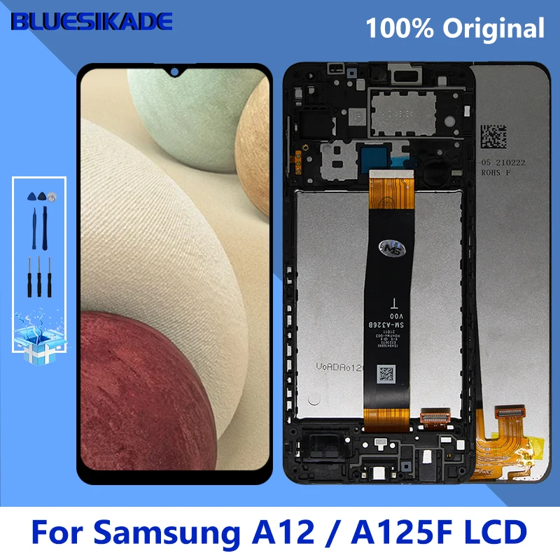 Pantalla LCD de 6,5 pulgadas para Samsung Galaxy A12, digitalizador de pantalla táctil SM-A125F/DSN SM-A125F/DS, piezas de repuesto para Samsung SM-A125F