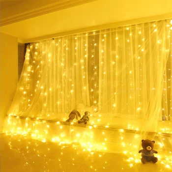 

powered LED curtain light copper wire fairy tale lamp with remote control outdoor garland Christmas holiday for girl room