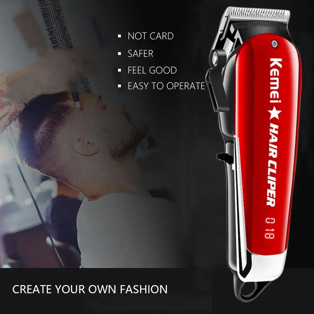 Kemei Professional Hair Clipper LED Digital display Electric Hair Beard Barber Trimmer Carbon Steel Blade Hair Cutter Machine