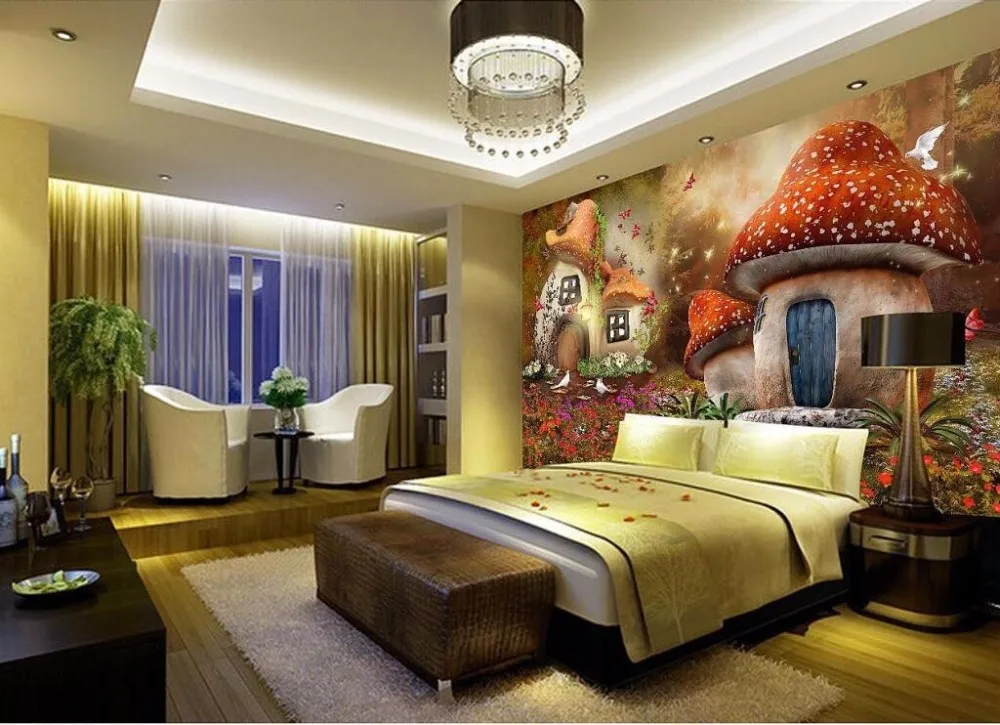 Diantu пользовательские фото обои настенные стикеры сказочный мир гриб дом Детская комната ТВ фон стены papel де parede мультфильм