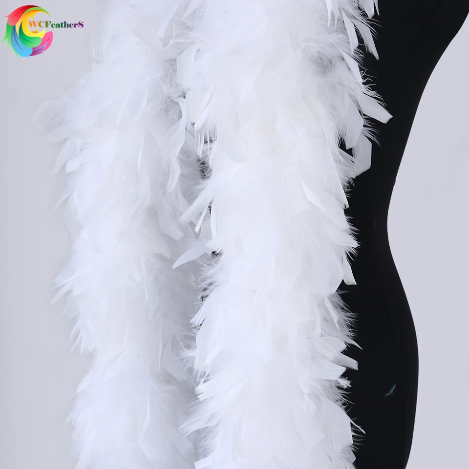 CHINAZP Party Feather Boas Hand Selected Prime Quality 150G Turkey  Chandelle Feathers Boas White Bulk for