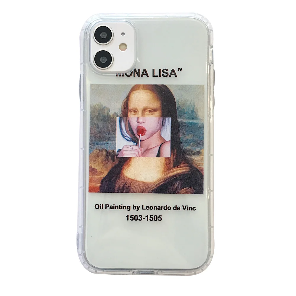 Off Street Spoof Mona Lisa Soft Silicon phone Case for iphone 11 7 8 X XS XR MAX Pro Plus label coverMona |