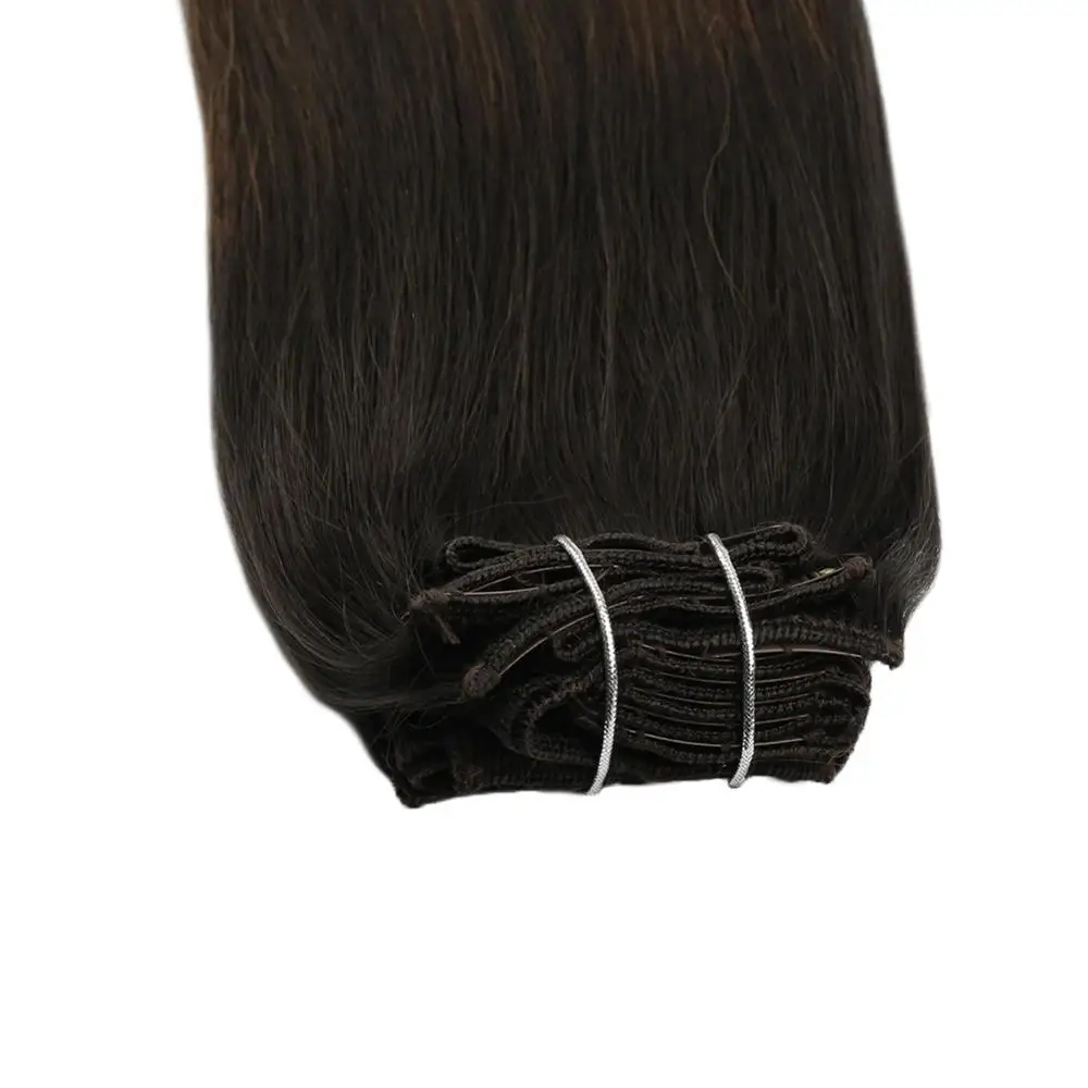 Clip on Extensions Real Human Hair Natural Straight 14-22inch Double Weft Machine Remy Clip in Hair Extensions 120g/set 10 Pcs