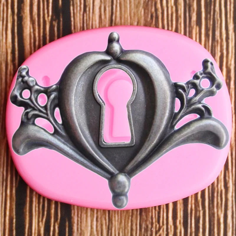 Vintage Key Hole Lock Plate Silicone Mold Cupcake Topper Fondant Cake Decorating Tools Fimo Clay Candy Chocolate Gumpaste Moulds