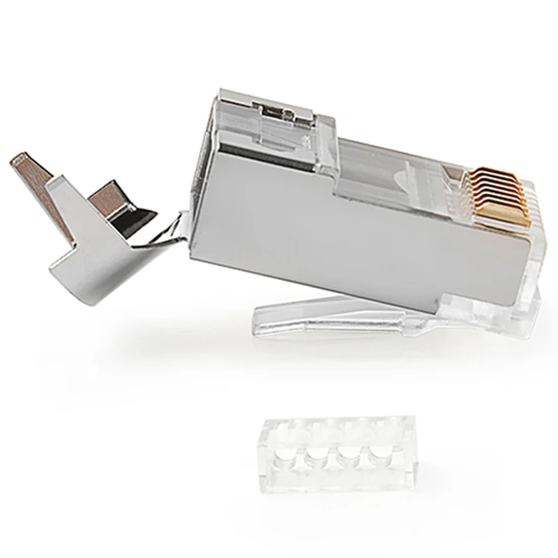 Rj45 разъем Rj 45 Ethernet Кабельный разъем Cat7 Cat6A 8P8C Stp экранированный Cat 7 сетевые терминалы 1,3 мм 50 шт