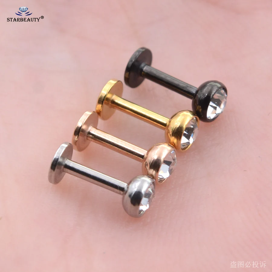 Gem Nose Ring Helix Piercing Oreja Tragus Piercing Labret Lip Ring Earrings Ear Piercings 1pc 16G 1.5~4mm