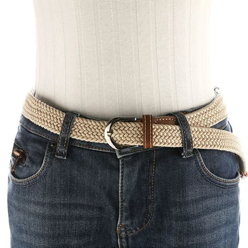 

Belt female punch-free elastic canvas simple wild Korean student belt female casual woven thin jeans belt