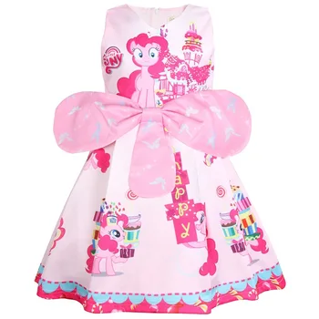 

New Pony Big Bow Print Cartoon Girls Children Dresses