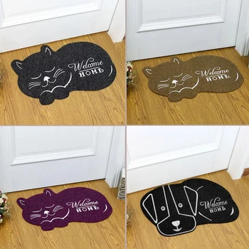 

Dogs Cats Shape Floor Mat Black Anti-slip Doormat Entrance Door Welcome Mats for Front Door Clean Feet Floor Rugs Cute Animal