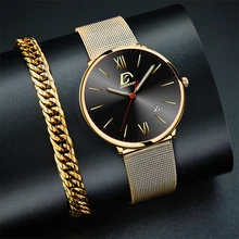 

Men Creative Watches Men Business watch Stainless Steel Mesh Belt Quartz Wristwatch Luminous Clock Male Gold Sport Watch