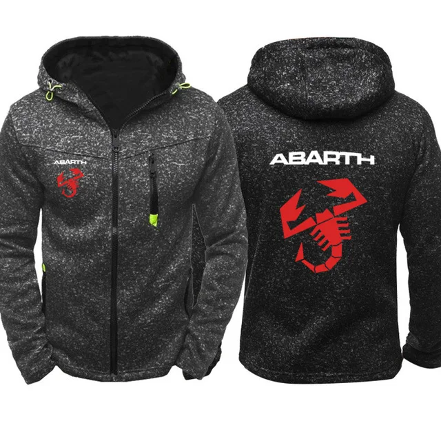 Hoodies Men Abarth Car Logo Print Casual Hip Hop Harajuku Long Sleeve Hooded Sweatshirts Mens zipper Jacket Man Hoody Clothing E - Цвет: 3