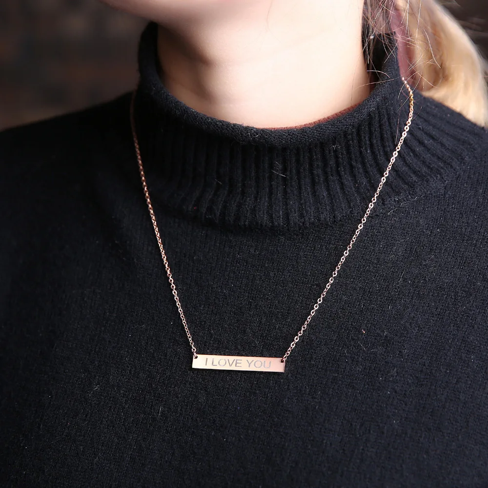 Горизонтальное ожерелье с подвеской на заказ персонализированная подвеска