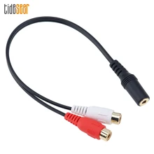 3 5mm Stereo Female to 2 RCA Female Jack Audio Adapter Y Splitter Cable Cord for DVD CD TV VCR Headphone 100pcs