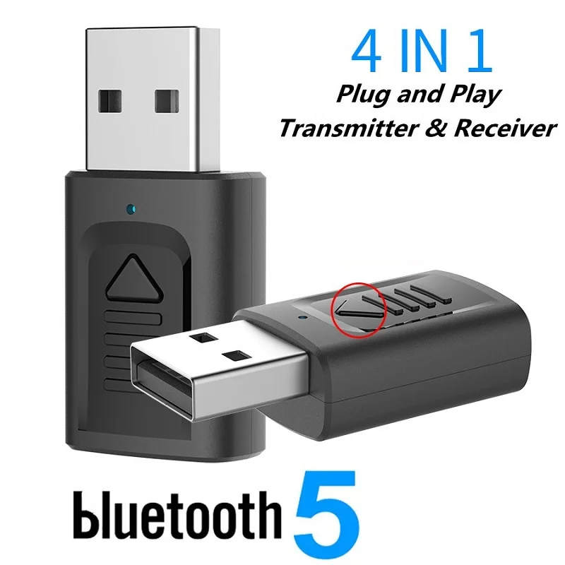 Камера с функцией 4-в-1 bluetooth 5,0 аудио Беспроводной приемник передатчик стерео AUX USB 3,5 мм адатпера комплект для ТВ ПК автомобиля