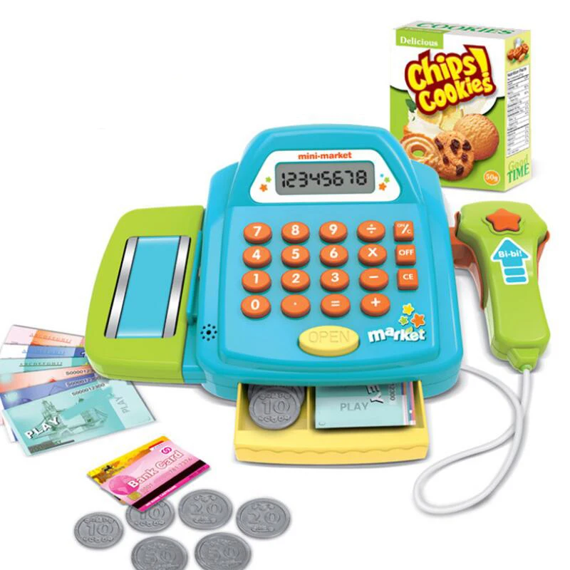 

24Pcs/set Electronic Mini Simulated Supermarket Cash Register Kits Toys Kids Checkout Counter Role Pretend Play Cashier Girl Toy