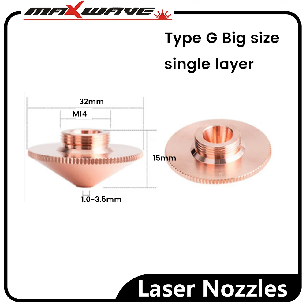 

Laser Nozzles Diameter 32mm M14 Laser Cutting Head Nozzles 1.0~4.0mm single Double Layer Cutting Nozzles