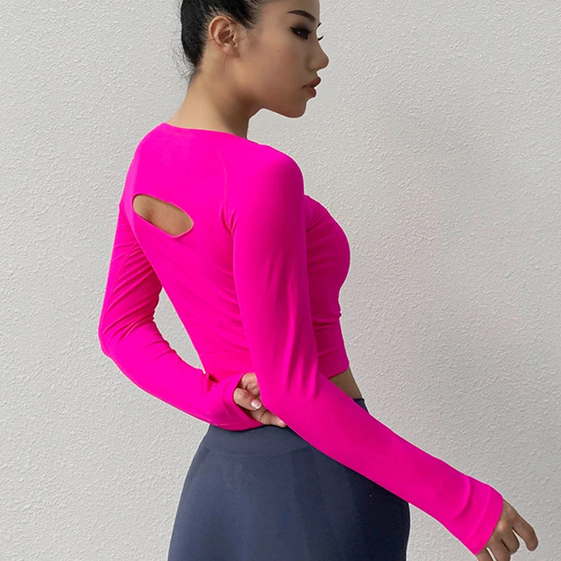 Zhangyunuo, для йоги, с длинным рукавом, для поясницы, сексуальные, с открытой спиной, рубашки для женщин, для спортзала, фитнеса, полой, для активного отдыха, спортивные топы, сексуальные топы для тренировок