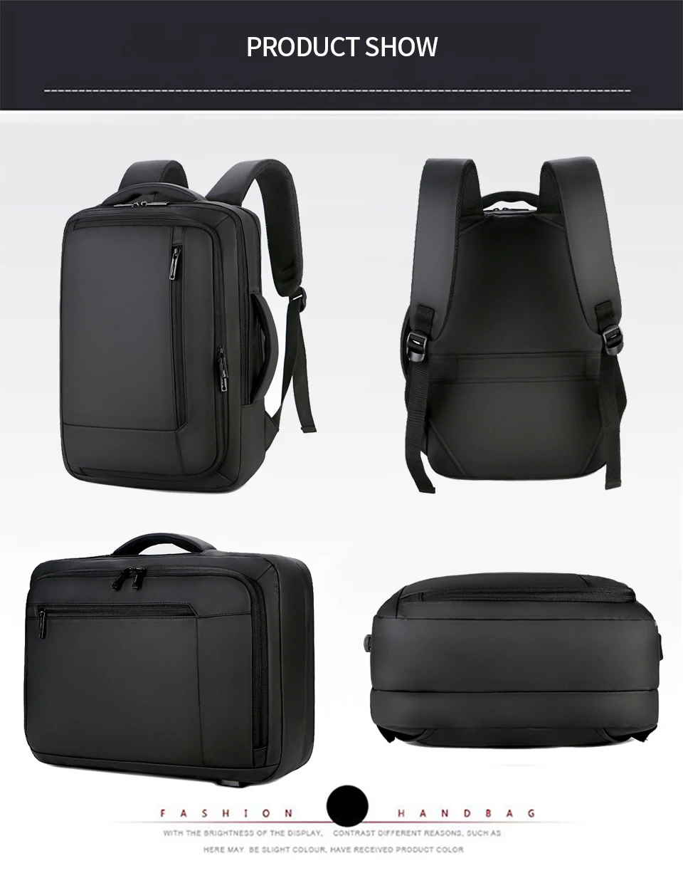 15.6 Inch Laptop Backpack Business Men Backpacks Male Notebook Waterproof Backpacking USB Charging Travel Bagpack OL Black Bags (8)