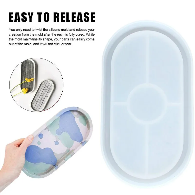 DIY Coaster Mold Oval Storage Tray Silicone Mold Flexible Silicone Tray Epoxy Resin Casting Plaster silicone mold