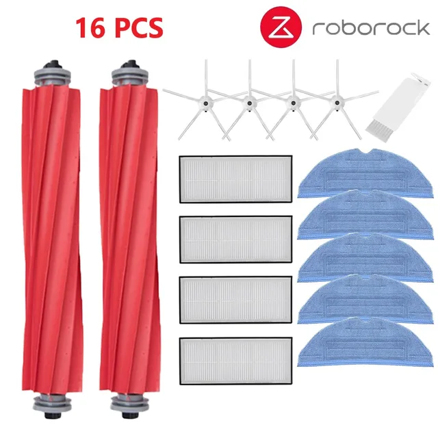 Roborock S7 S70 S7Max T7S T7S Plus Main Brush Hepa Filter Mop Pad Spare Parts Vacuum Cleaner Accessories White 16pcs