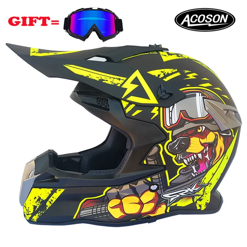 Motorcycle cross helmet for motorcycle helmet down MTB DH off road motorcycle cross racing helmet point with goggles - Цвет: 2
