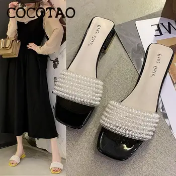 

The Word Thick With Slippers Female Fairy Shoes Wear 2020 Summer Small Fragrance Style Pearl Comfortable Sandals Ins Tide