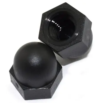 

M6 Thread Dia e Head Nylon Cap Acorn Hex Nuts Black 20pcs