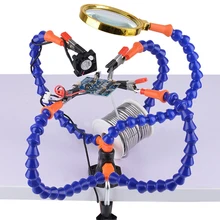 

Desk Clip PCB Soldering Holder 3/5X Magnifier with LED Light Welding Helping Hand Flexible Arm Soldering Third Hand Tool
