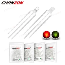 100 pces 3mm diodo emissor de luz led lâmpada bicolor vermelho amarelo verde comum ânodo cátodo claro difuso indicador 3v diy