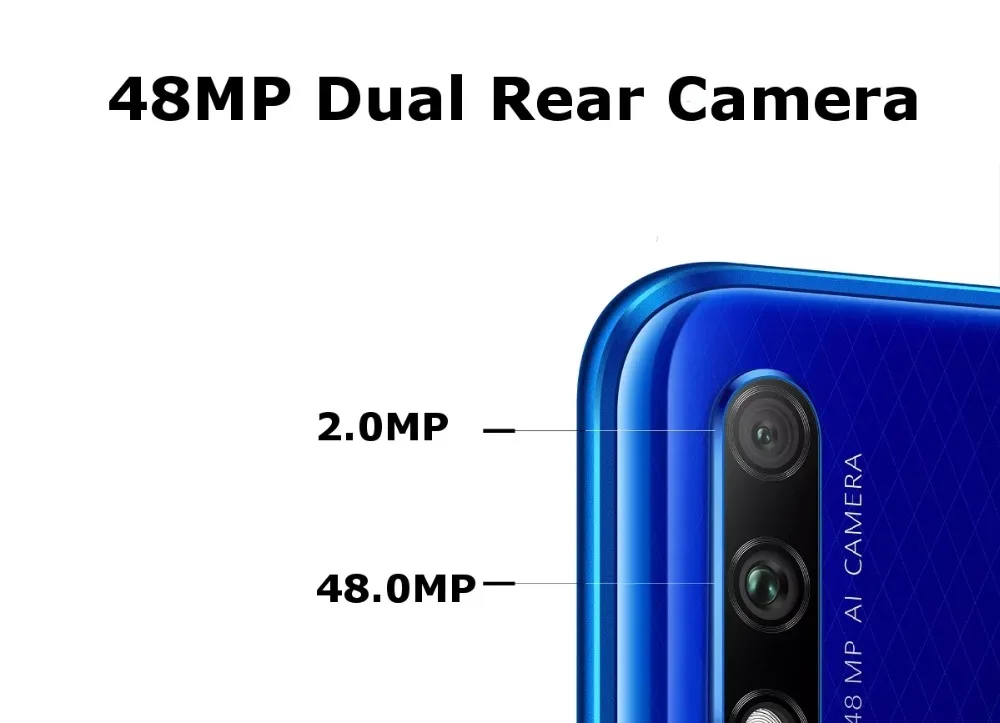 Honor 9X4 Гб ОЗУ, 64 Гб ПЗУ, восьмиядерный смартфон Kirin 810, 6,59 дюймов, 48 МП, двойная тыловая камера, 4000 мАч, Google Play, Android 9,0