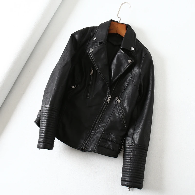 black Желтая куртка из искусственной кожи женские байкерские Кофты на молнии chaqueta Блейзер ПУ байкерская куртка jaqueta couro Rock cuir chaqueta mujer - Цвет: black