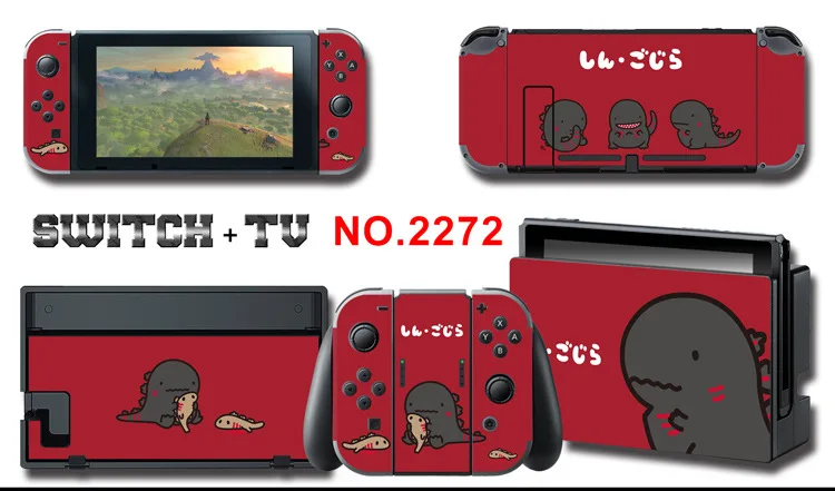 1set New Cute Anime Full Body Sticker for NS Switch Protective Cover Skin Colorful Art for Game Console Joy-Con Controller Decor