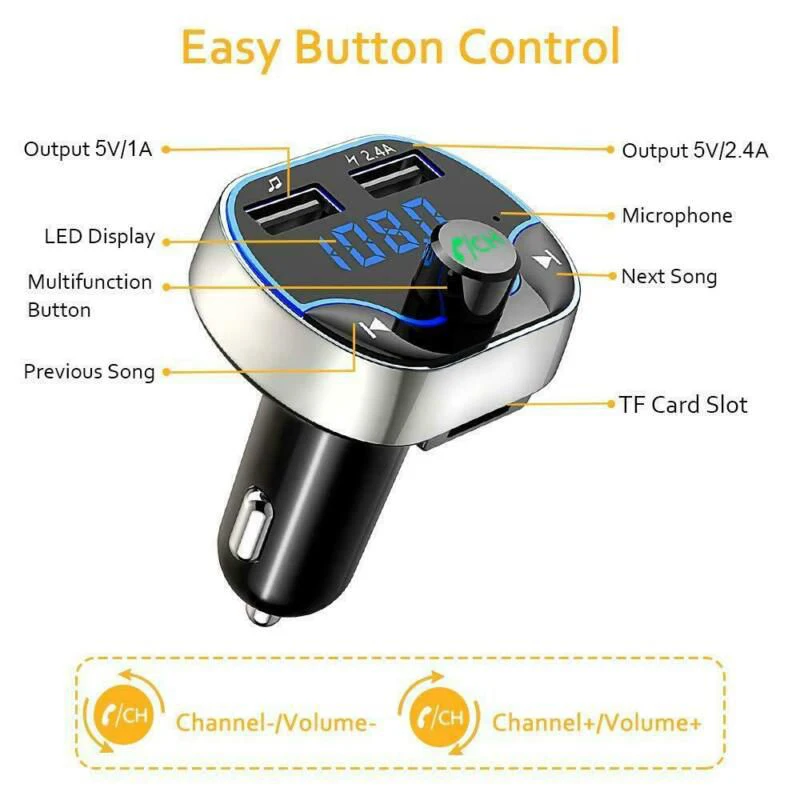 Bluetooth 5,1 Автомобильный Mp3 Bluetooth плеер автомобильное зарядное устройство с поддержкой Bluetooth автомобильный Bluetooth Hands-free fm-передатчик