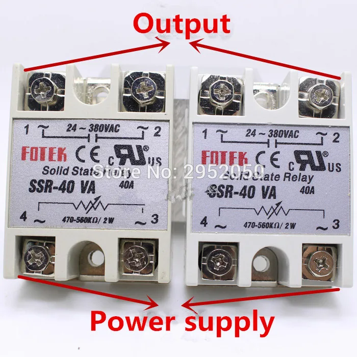 

Free shipping 2pcs SSR-40VA Metal Base Resistance Regulator Solid State Relay 500 Kohm Solid State Relay SSR-40 VA 40A