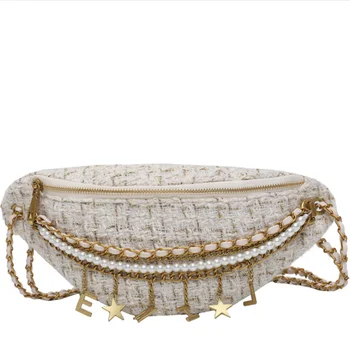 

Wool Knitted Chain Bag Individual Fashion Style Single Shoulder Slant Bag Lady's Waist Bag