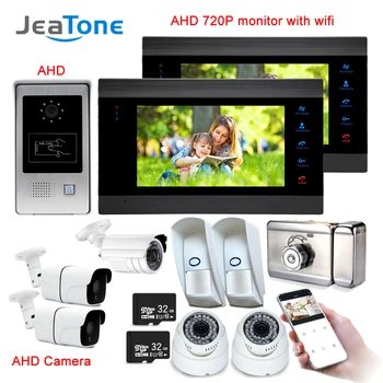 

7 Inch WiFi Smart IP Video Door Phone Intercom System with Electric lock &1x1200TVL Wired Doorbell Camera Support Remote unlock