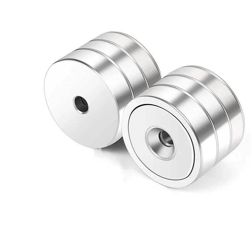 1Pc D42 D48 D60Mm Potenti Magneti Al Neodimio Con Base Rotonda A Tazza Magneti Con Foro Svasato Magneti Magnetici Permanenti