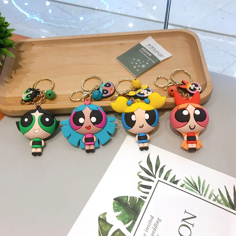 2020 брелки милые Powerpuff девушка фигурку брелок пара сумка кулон мультфильм