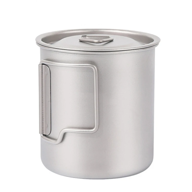 

420ml Titanium Cup Outdoor Camping With Handle Portable Camping EDC Titanium Alloy Cup