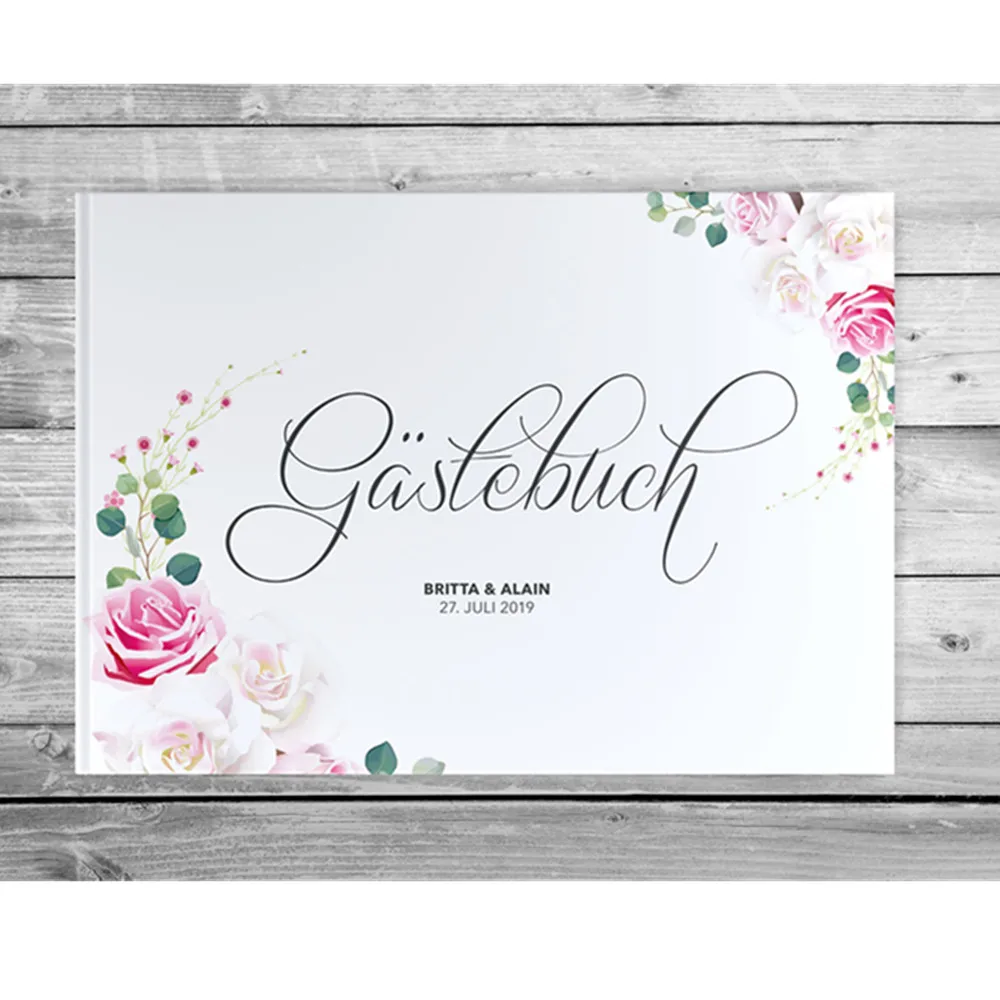 

Floral Wedding Guest Book custom romantic Guestbook baby shower guest sign in book Alternative boho modern hen party photo book