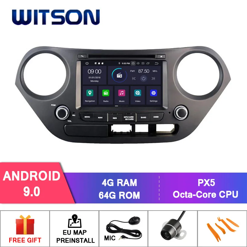 

WITSON Android 9.0 IPS HD Screen for HYUNDAI I10 2014-2015 CAR DVD RADIO 4GB RAM+64GB FLASH 8 Octa Core STEREO+DVR/WIFI+DSP+DAB