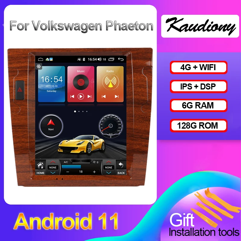 

Автомобильный мультимедийный плеер Kaudiony, стерео-проигрыватель на Android 11 в стиле Tesla, 12,1 дюйма, с GPS, 4G, для VW Volkswagen Phaeton