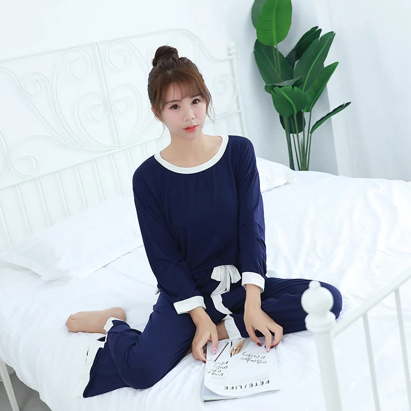 

Comfortable Modal Cotton Pyjamas Women Long Sleeve Pajamas Set Spring Autumn Home Clothes Casual Long Pant Sleep Pyjama Femme