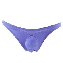 Mens Sexy Ice Silk Low Rise Briefs Breathable Pouch T-Back Bikini Underwear Hot Sale Men Briefs Cueca Tanga U Pouch Comfortable