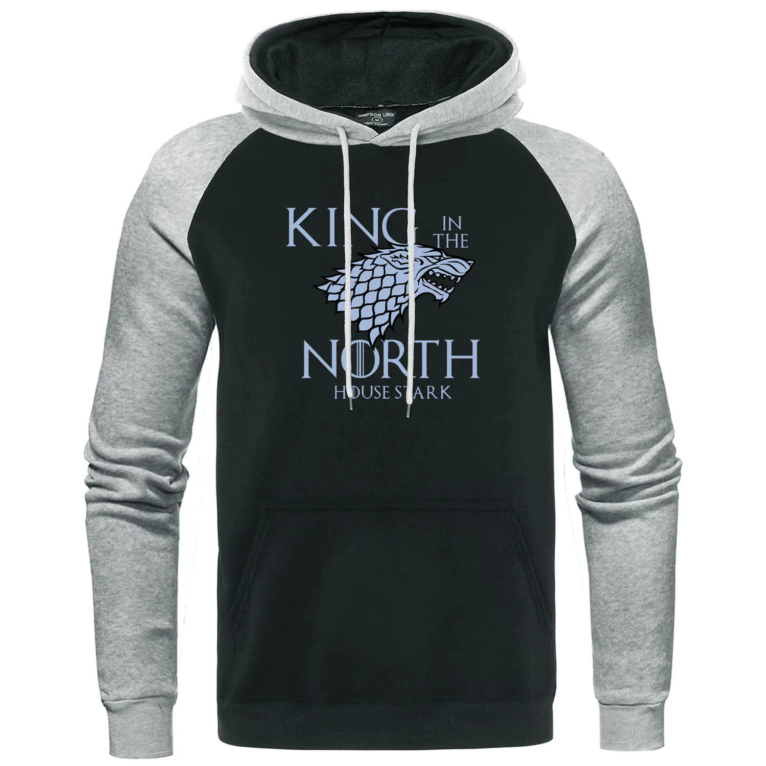 King In The North толстовки мужские осенние забавные толстовки мужские реглан пуловер хип хоп Уличная Игра престолов худи с принтом волка - Цвет: gray black 6