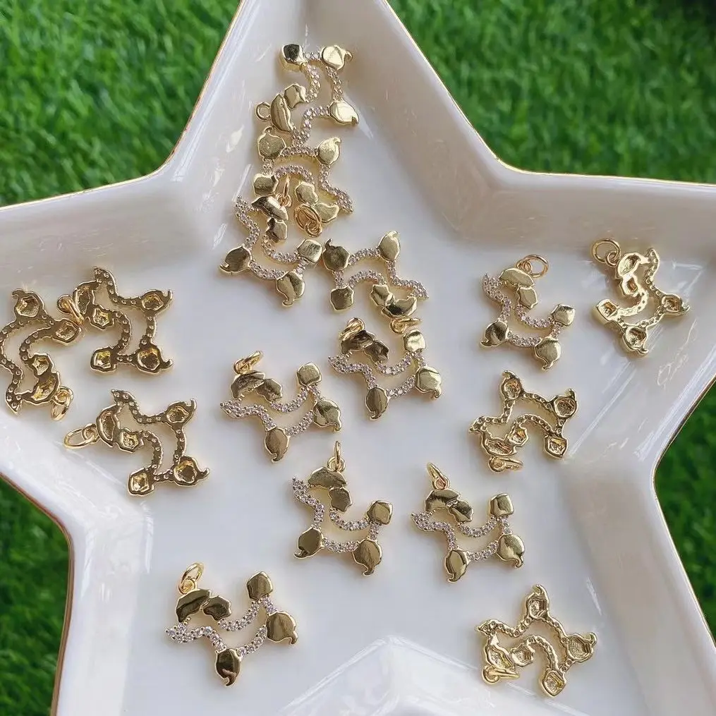 20Pcs CZ Zircon Puppy Dog Animal Pendant Copper Charm Necklace For Dog Lover Trendy Gift DIY Jewelry Accessories