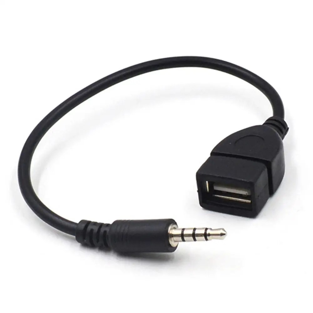 Black 3.5mm Stereo Audio Plug Male AUX to USB Type A Female OTG Converter Adapter Cable For Car US | Электроника