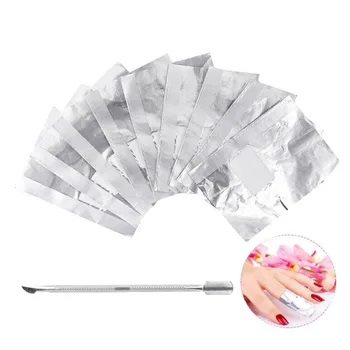 

Nail Polish Remover Soak Off Gel Nail Polish Remover Foil Wraps 200Pcs with Larger Cotton Pad 1 Pcs Cuticle Pusher